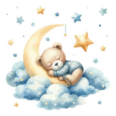 Faltetoválások 60x57 Egy plüssmackó pasztellszínű álomban felhőkön és csillagokon