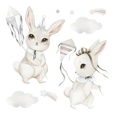 Faltetoválások 60x86 Imádnivaló akvarell nyuszik sárkányokkal