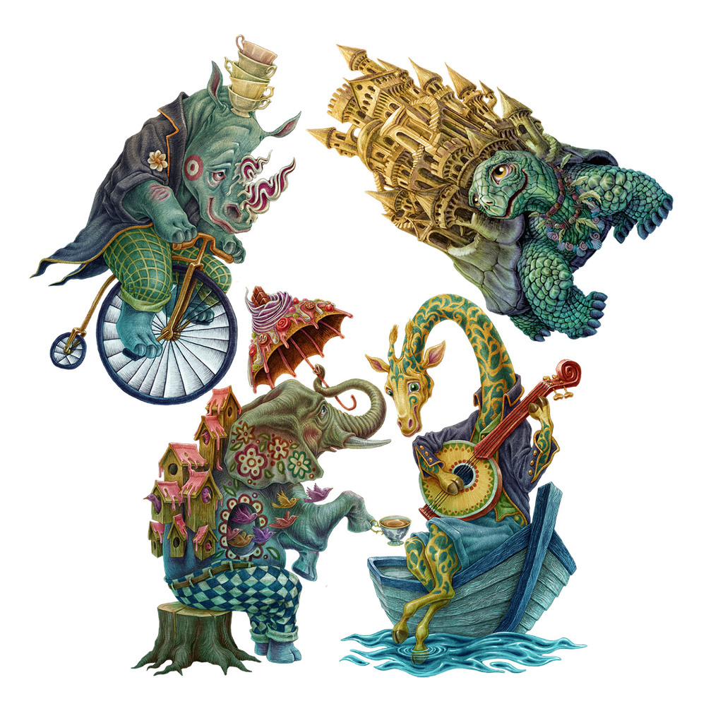 Gyerekszobai fali dekorációk 100x122 Varázslatos lények rajzfilm formájában