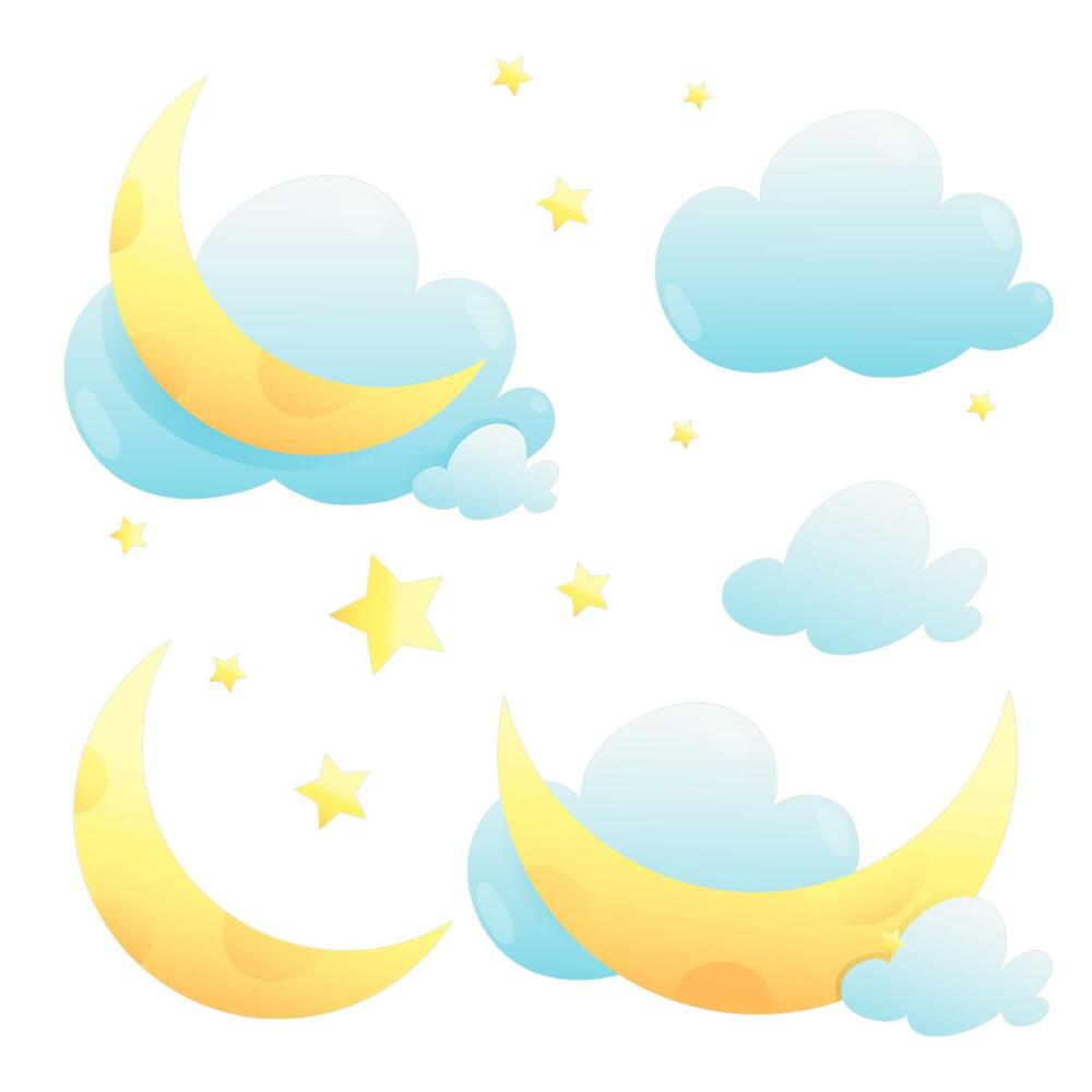 Gyerekszobai fali dekorációk 100x160 Holdfelhők csillogó csillagokkal