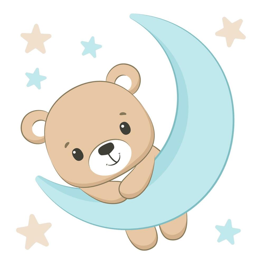 Faltetoválások 100x110 Egy plüssmackó a Holdon, pasztellszín csillagokkal körülvéve