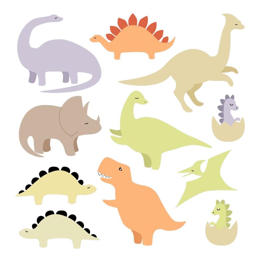 Nagyméretű falmatricák 100x141 Pasztell dinoszauruszok édes stílusban