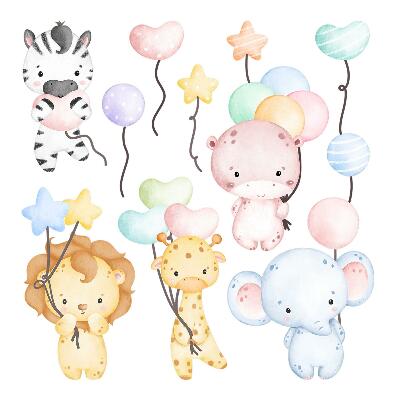 Gyerekszobai fali dekorációk 100x148 Egy bájos akvarell szafari vadvilággal és lufikkal