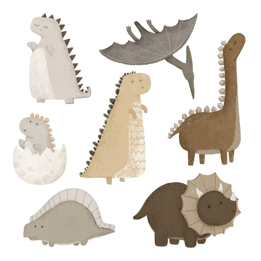 Nagyméretű falmatricák 100x152 Bohém dinoszauruszok pasztell árnyalatokban