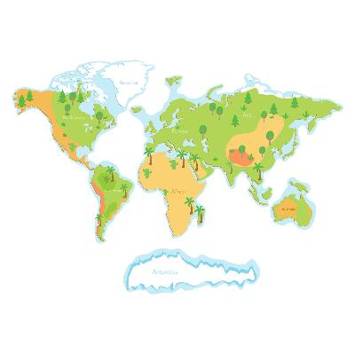 Nagyméretű falmatricák 100x143 A kontinensek finom árnyalatú illusztrációja