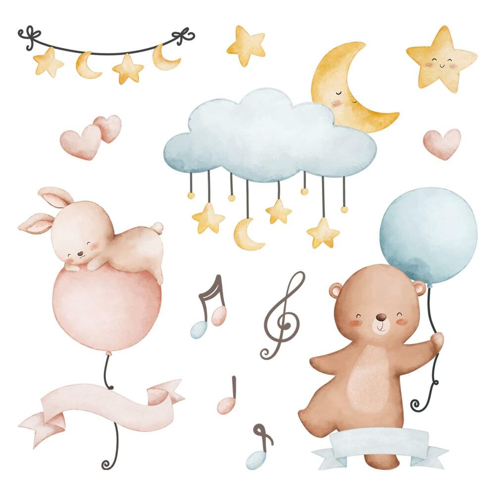 Faltetoválások 100x148 Zenei állatok lágy színekben