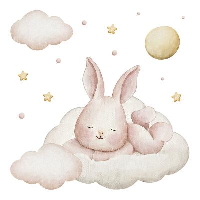 Faltetoválások 100x86 Nyuszi a felhőkben pasztell csillagokkal