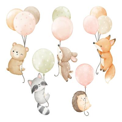 Gyerekszobai fali dekorációk 100x155 Pasztell állatok akvarell lufikban