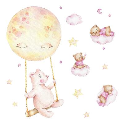 Gyerekszobai fali dekorációk 100x142 Aranyos mackók akvarell színekben