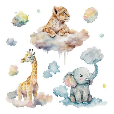 Faltetoválások 100x159 Pasztell szafari vadállatokkal a felhőkben