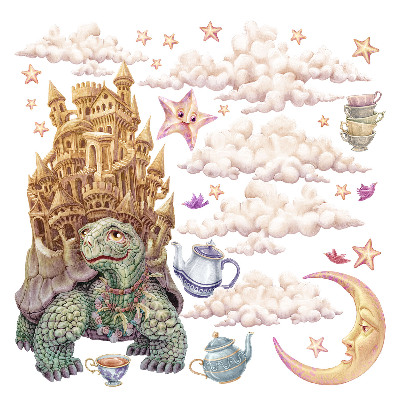 Gyerekszobai fali dekorációk 100x128 Pasztell rajzok állatokról a varázslatos királyságból