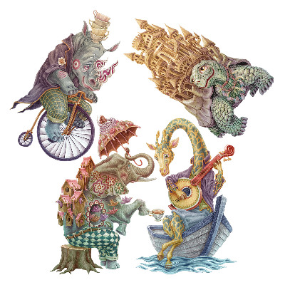 Faltetoválások 100x132 Állatok mesés pasztell stílusban