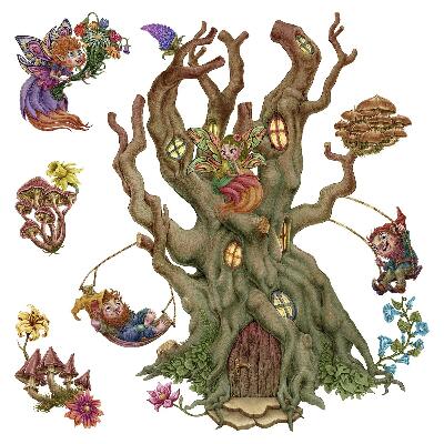 Gyerekszoba falmatricák 130x209 Törpék és tündérek az elvarázsolt erdőben