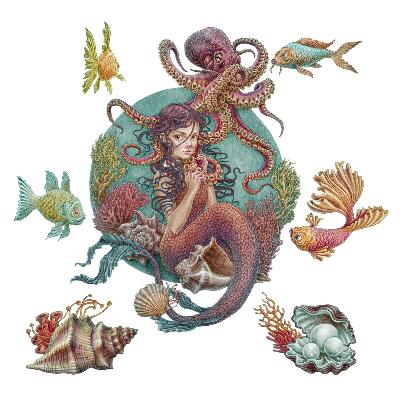 Matricák gyerekeknek 130x145 Víz alatti állatok mesebeli változatban