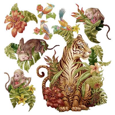 Gyerekszoba falmatricák 130x173 Pasztellszínű állatok egy dzsungelszafarin