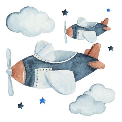 Gyerekszoba falmatricák 130x222 Akvarell ég pasztell repülőgépekkel