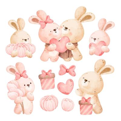 Gyerekszoba falmatricák 130x179 Pasztell nyuszik bájos kompozícióban