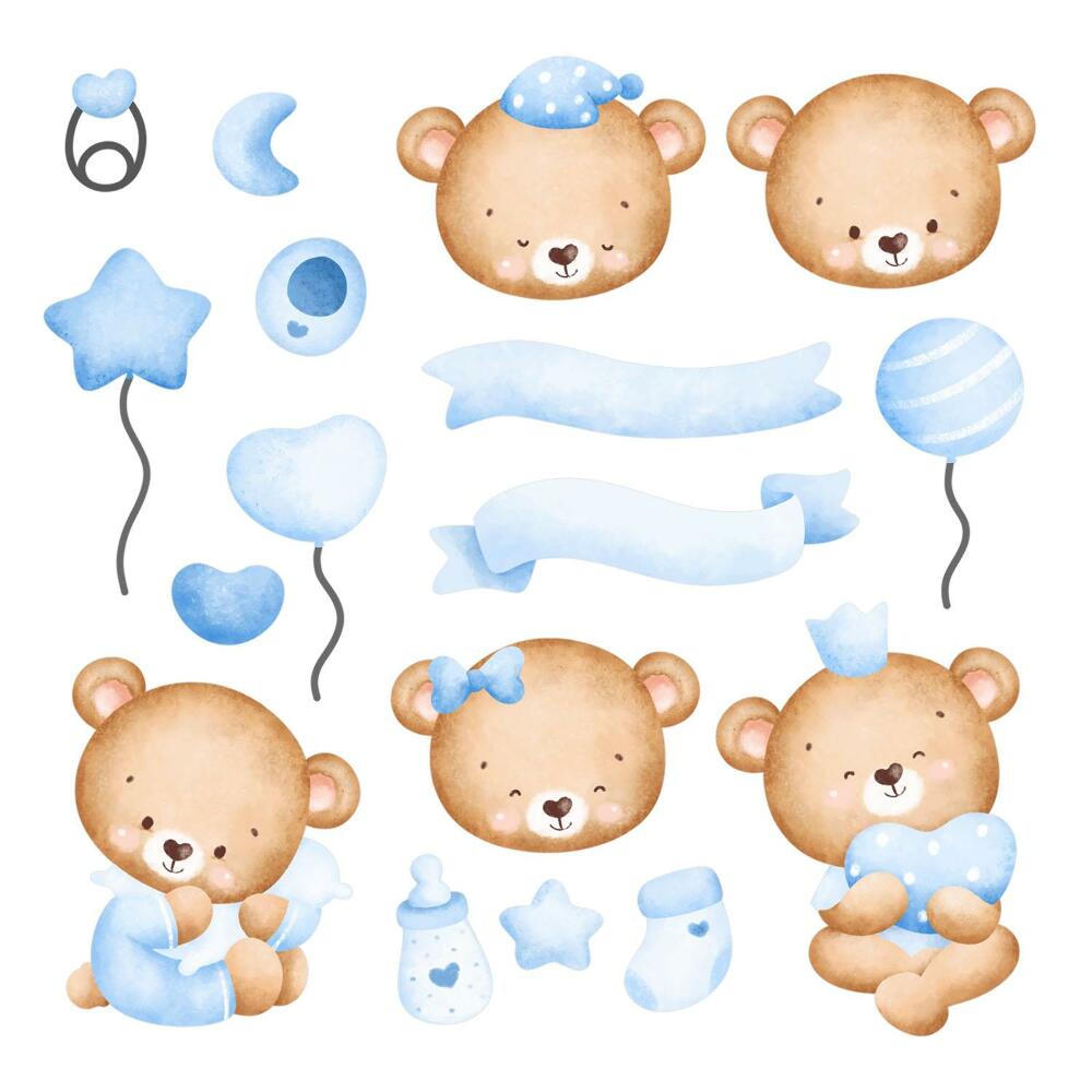 Matricák gyerekeknek 130x181 Bájos mackók finom akvarell árnyalatokban