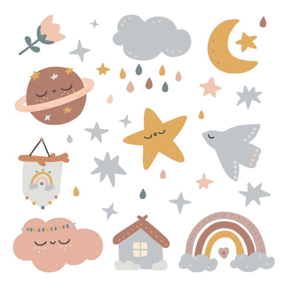 Matricák gyerekeknek 130x215 Kozmikus bohém pasztell árnyalatok