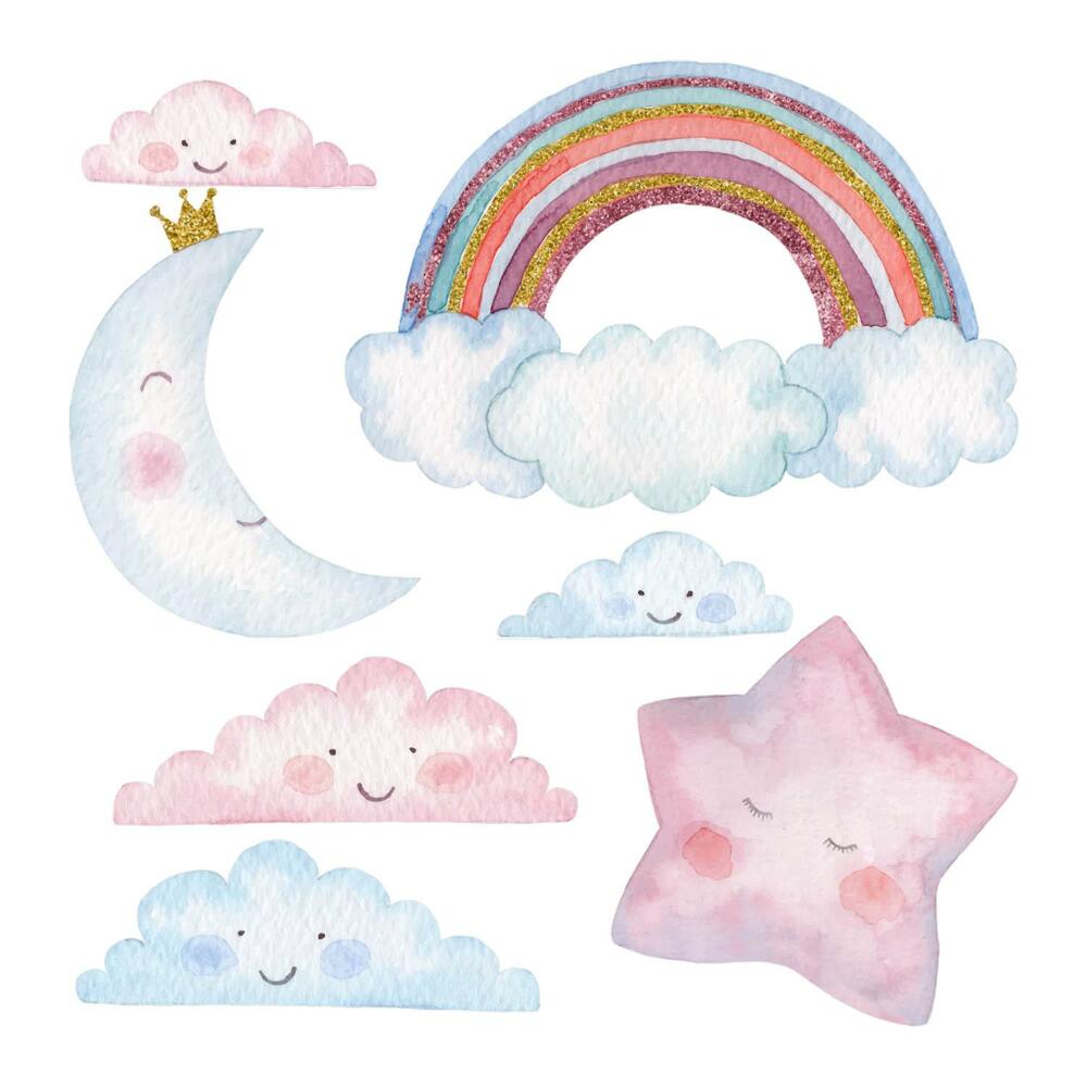 Gyerekszoba falmatricák 130x178 Egy gyönyörű éjszakai égbolt pasztell akvarell stílusban