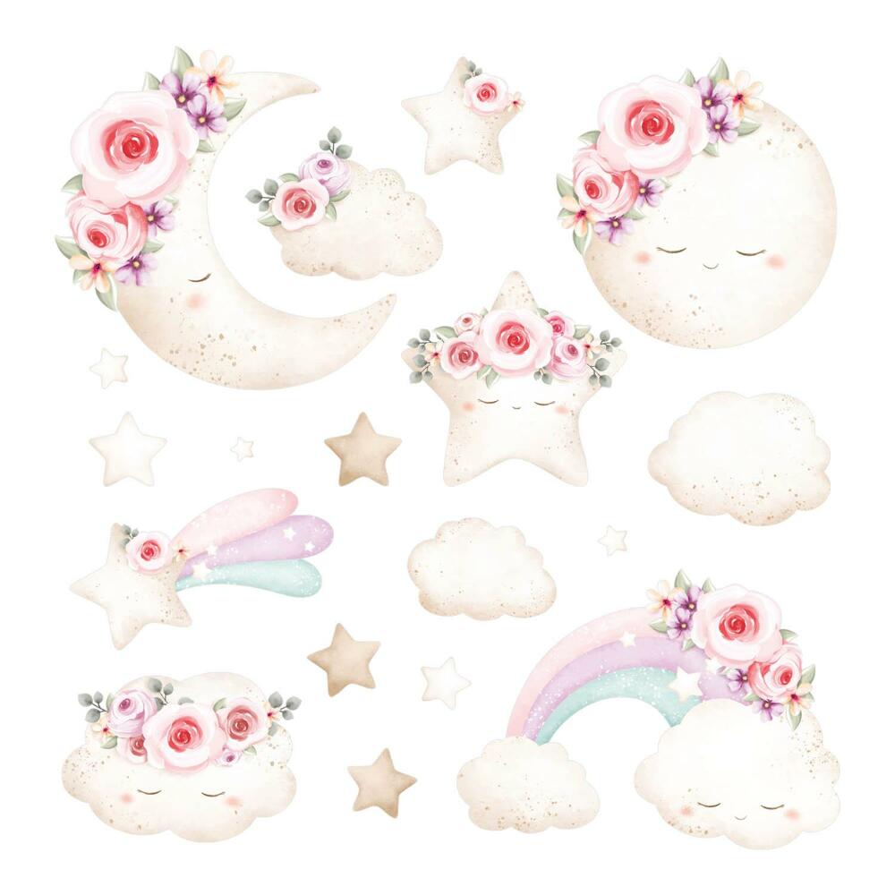 Matricák gyerekeknek 130x180 Pasztell akvarell minták virágokkal és éggel