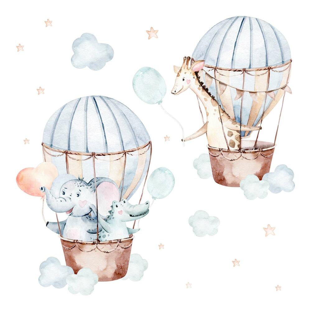 Gyerekszoba falmatricák 130x190 Akvarell lufik díszítő elemekkel