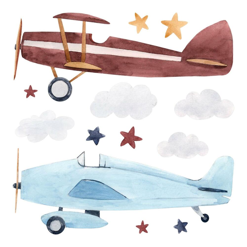 Gyerekszoba falmatricák 130x161 Felhősíkok és csillagok akvarell stílusban