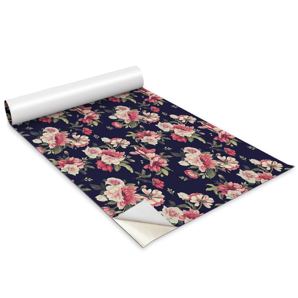 Öntapadós bútor matrica Rózsaszín virágok