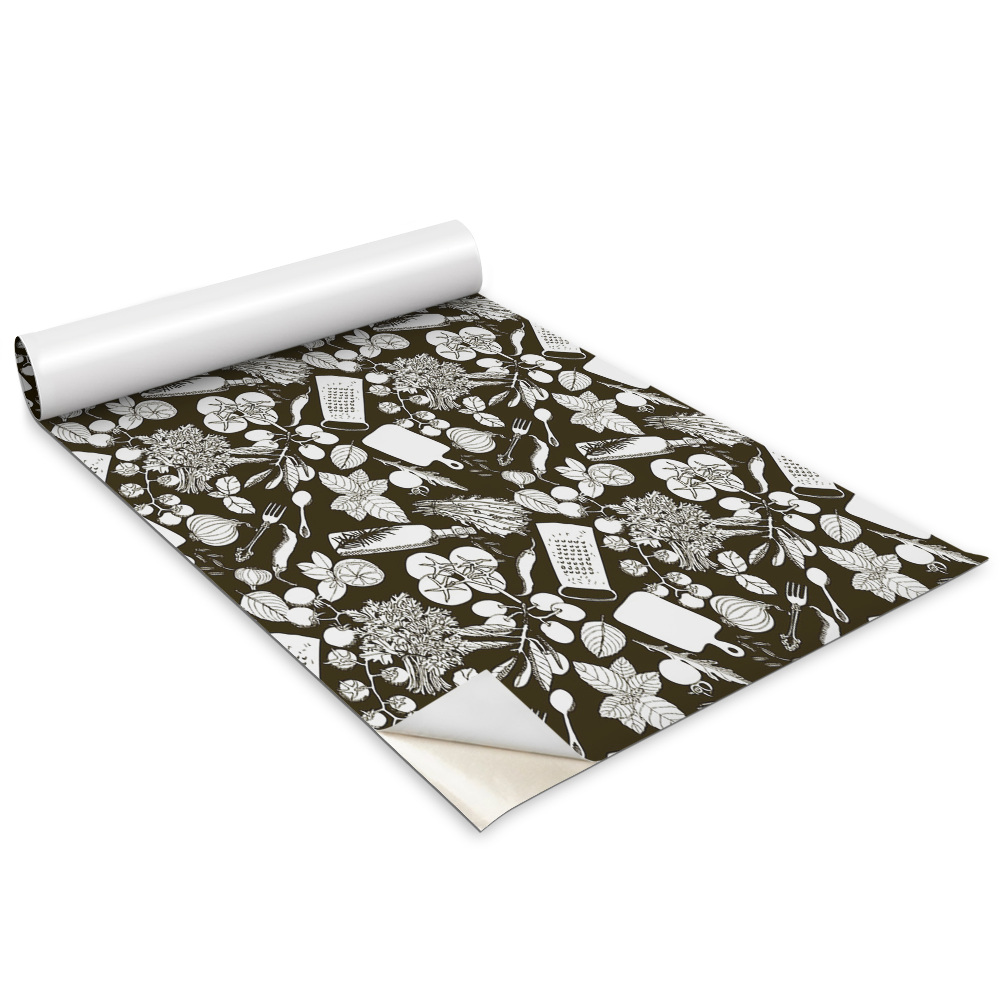 Öntapadós bútor matrica Fekete-fehér rajzfilm zöldségek