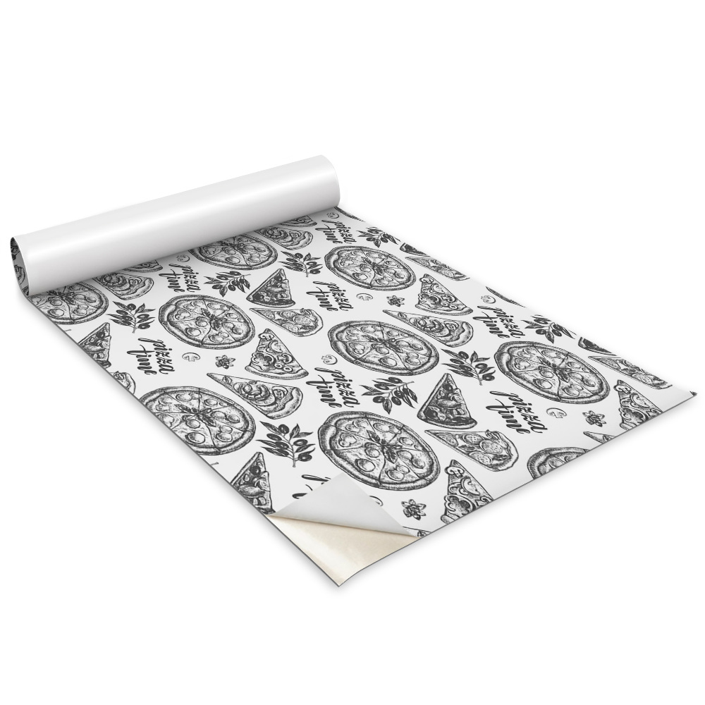 Bútorfólia Fekete-fehér pizza motívumok