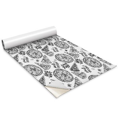 Bútorfólia Fekete-fehér pizza motívumok