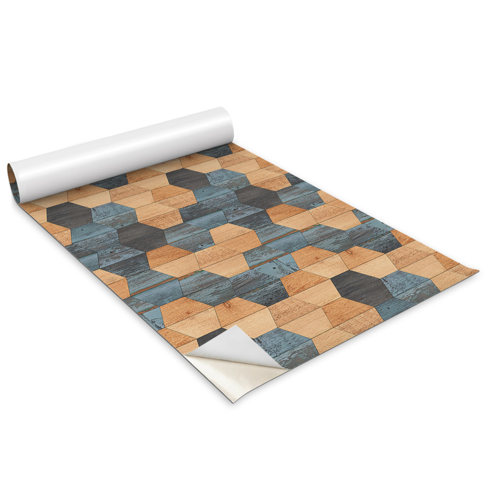 Öntapadós bútor matrica Színes fa hatszögek