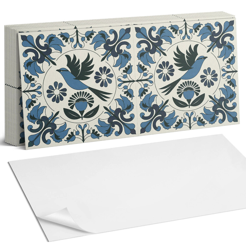 Öntapadó falburkolat Madarak és virágok mintája