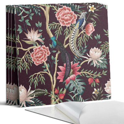 Pvc falburkolat négyzet Virágminta madarakkal