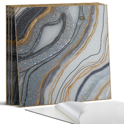 Öntapadó falburkolat négyzet Absztrakt hullámok csillogással