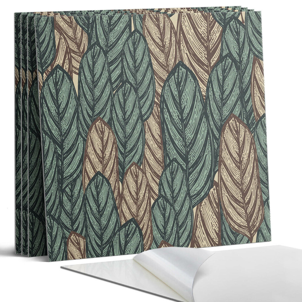 Falpanel négyzet Levélminta a háttérben