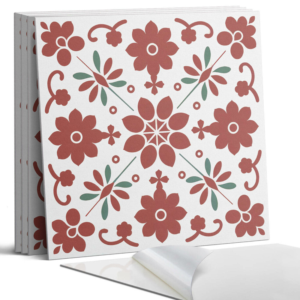 Falpanel négyzet Virágminta levelekkel