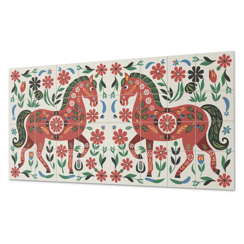 Dekorpanel falra Virágmotívum lóval