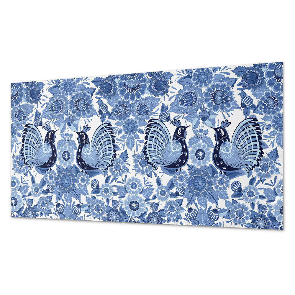 Dekorpanel falra Madarak és virágok motívuma