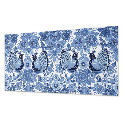 Dekorpanel falra Madarak és virágok motívuma