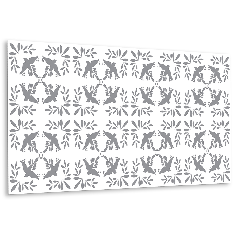 Dekorpanel falra Madár motívum levelekkel díszített háttéren