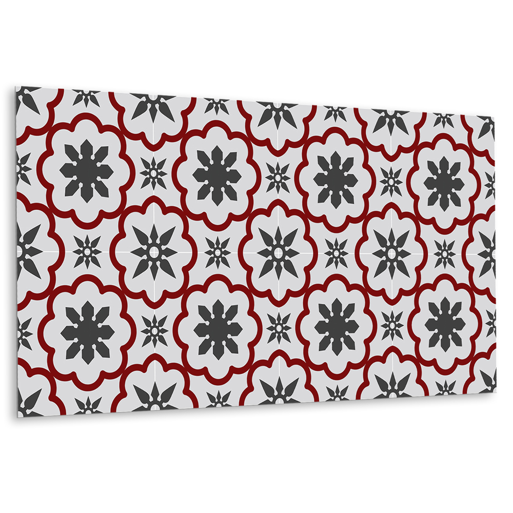 Öntapadó falburkolat Virágminta szürke és piros árnyalatokban