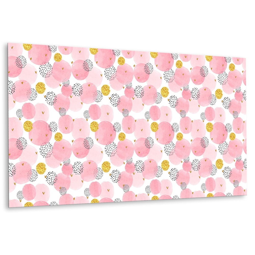 Dekorpanel falra Rózsaszín körök arany részletekkel