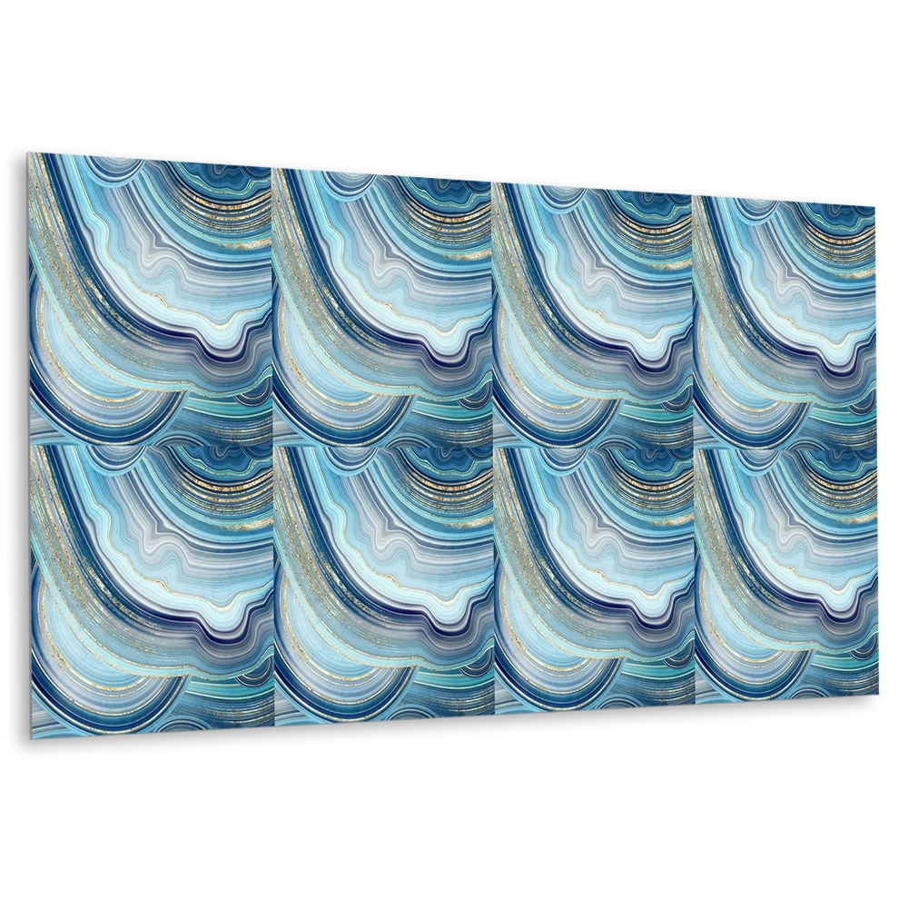 Öntapadó falburkolat Absztrakt kék hullámok arany díszítéssel