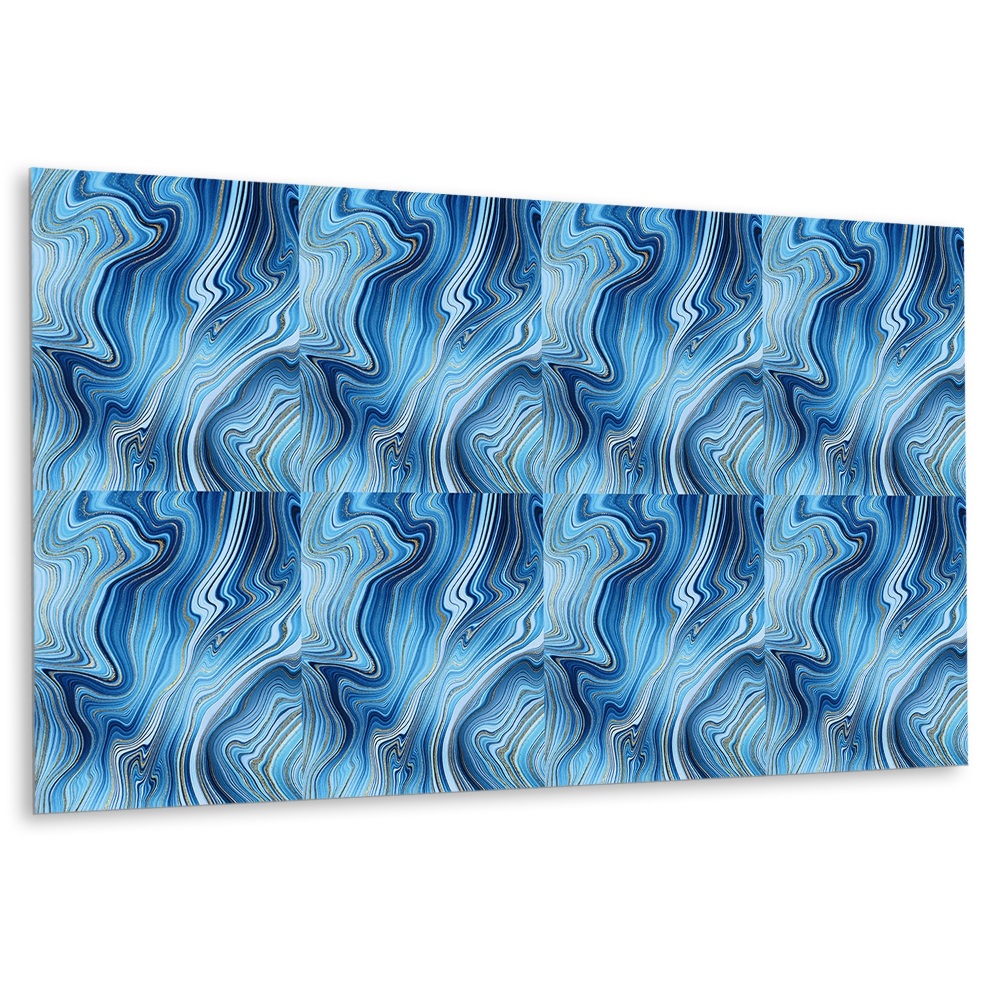 Falvédő falburkoló panel Kék márványhullámok arany díszítéssel