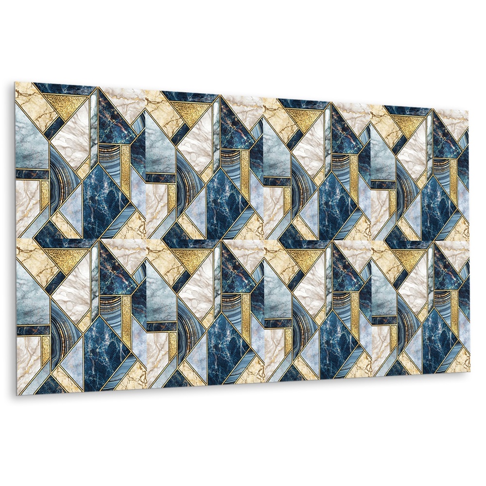 Dekorpanel falra Geometrikus minta kék és arany díszítéssel