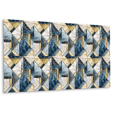 Dekorpanel falra Geometrikus minta kék és arany díszítéssel
