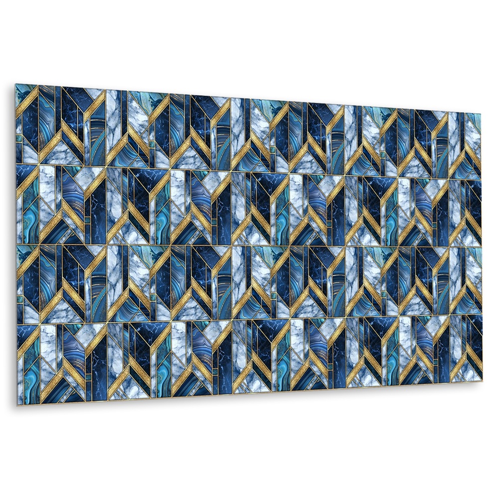 Dekorpanel falra Kék geometrikus minták arany díszítéssel