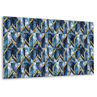 Dekorpanel falra Kék geometrikus minták arany díszítéssel
