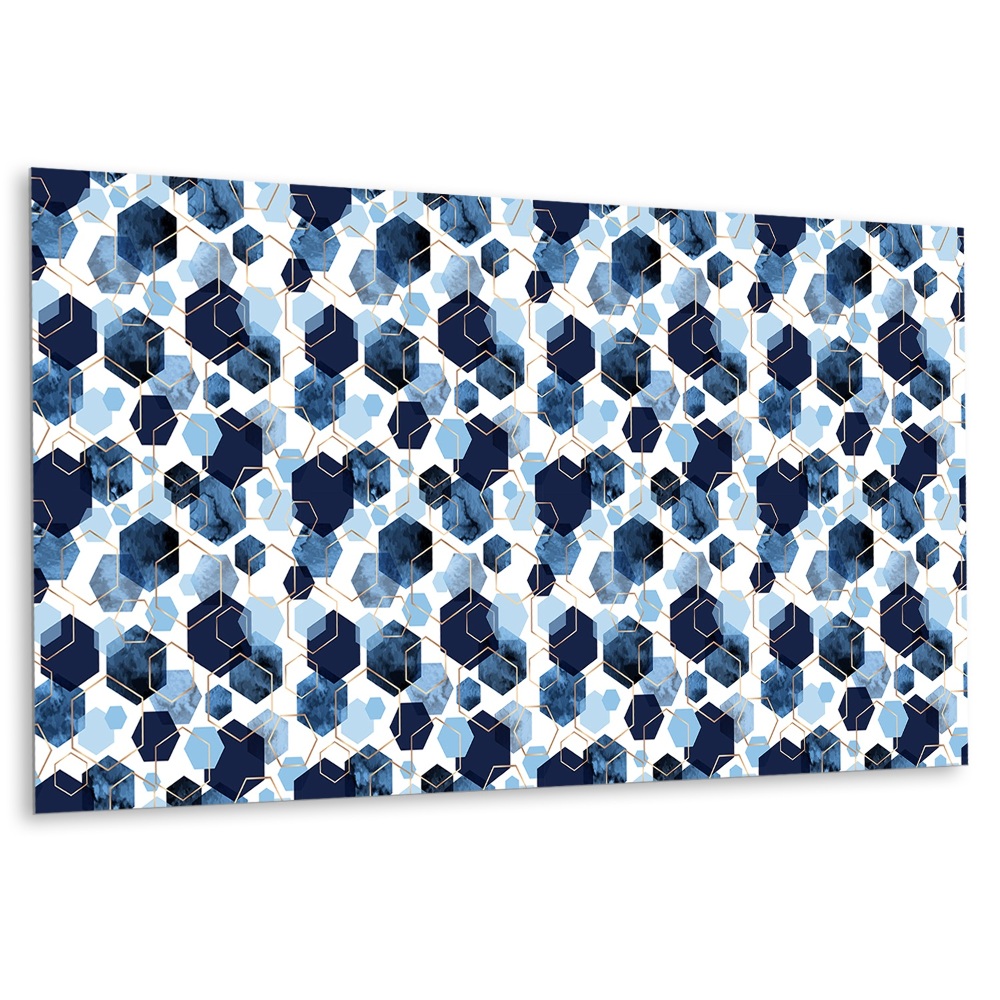 Öntapadó falburkolat Kék hatszögek arany díszítéssel